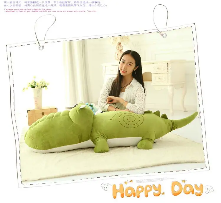 Мягкая Плюшевая большая 160 см мультяшная склонная зеленая крокодиловая подушка