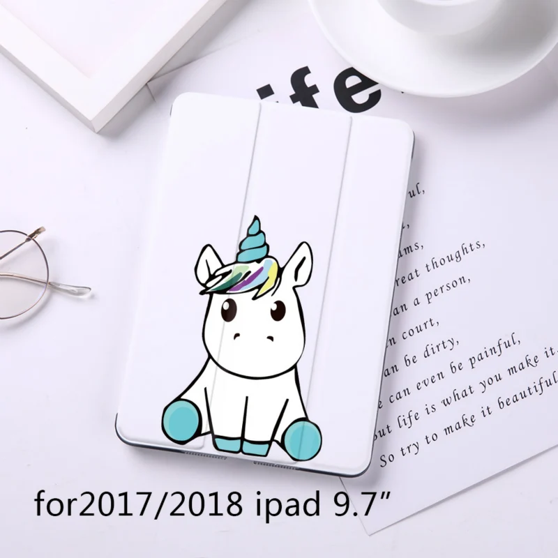 B200063-2017 Cartoon Cute Unicorn Magnet Flip Cover For Apple iPad 9.7" Case For iPad Air 2 Mini2 PU Leather Tablet Folding Folio Case - Цвет: B200063-2017