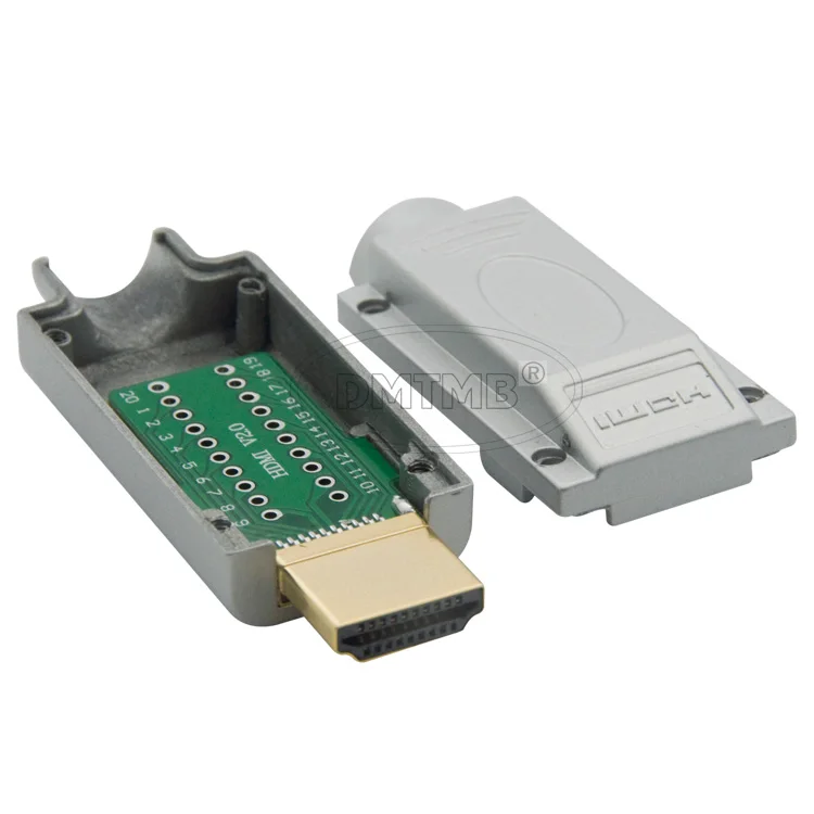 HDMI Мужской разъем с задней стороны PCB solding стиль и металлический корпус