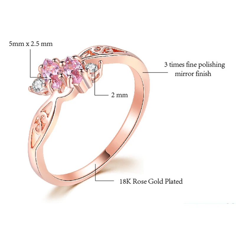 Новое поступление кольцо для женщин Элегантный стиль 3 цвета CZ Кристалл полый