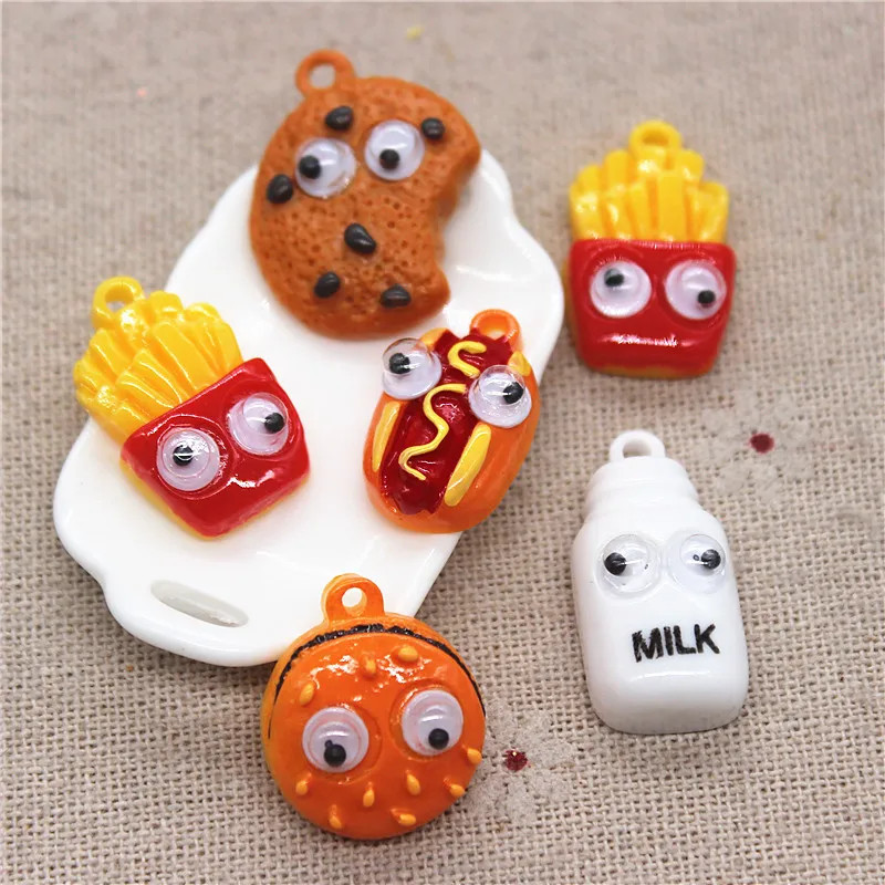 10 шт. фри/хот-дог/гамбургер/печенье/молоко имитация смолы миниатюрная еда