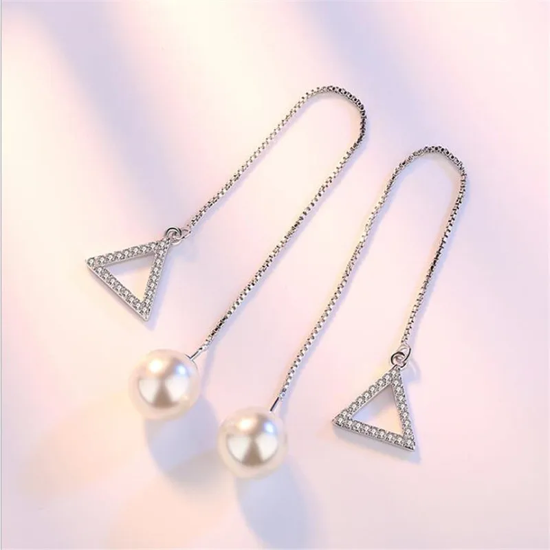 Женские серьги подвески tjp с кристаллами и треугольниками ювелирные изделия