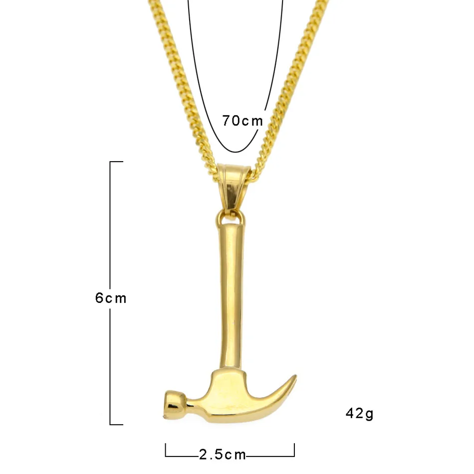 Мужская подвеска молот в стиле хип хоп ожерелье из нержавеющей стали золотого