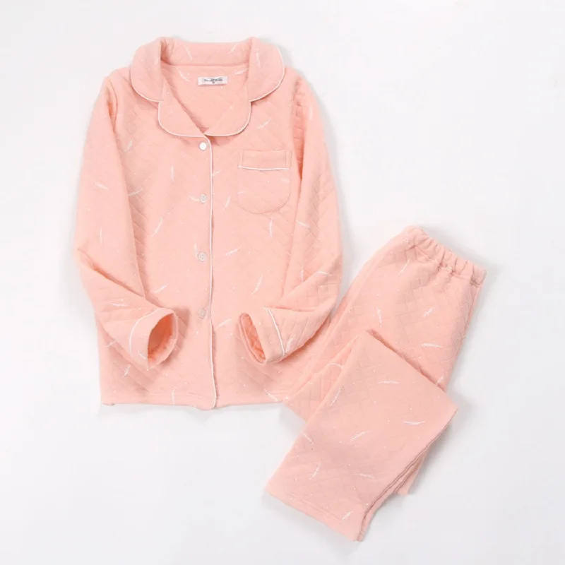 Autumn Men Pajamas Set Pure Cotton Regular Full Sleeve Couples Pijama hombre Casual Clothing Feathers Printed Women Sleepwear