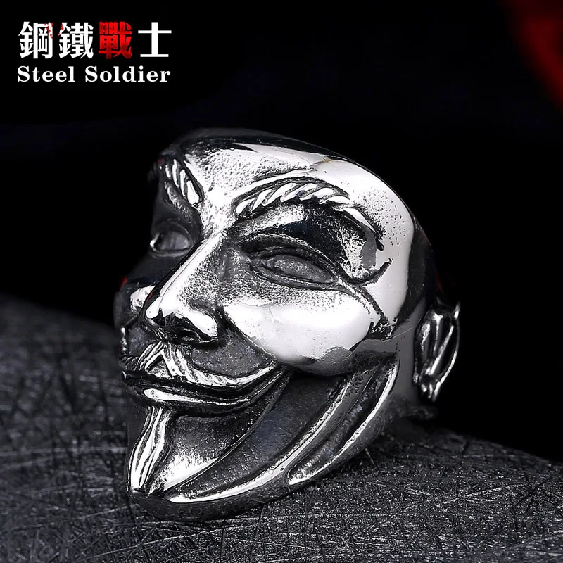 Стальной солдат новый дизайн Guy Fawkes Стильное кольцо из нержавеющей стали V для