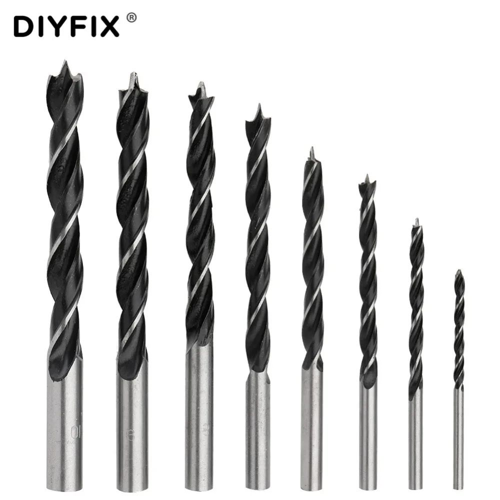 DIYFIX 3-10 мм набор сверл для дерева Высокоуглеродистая сталь Брэд точка сверло три