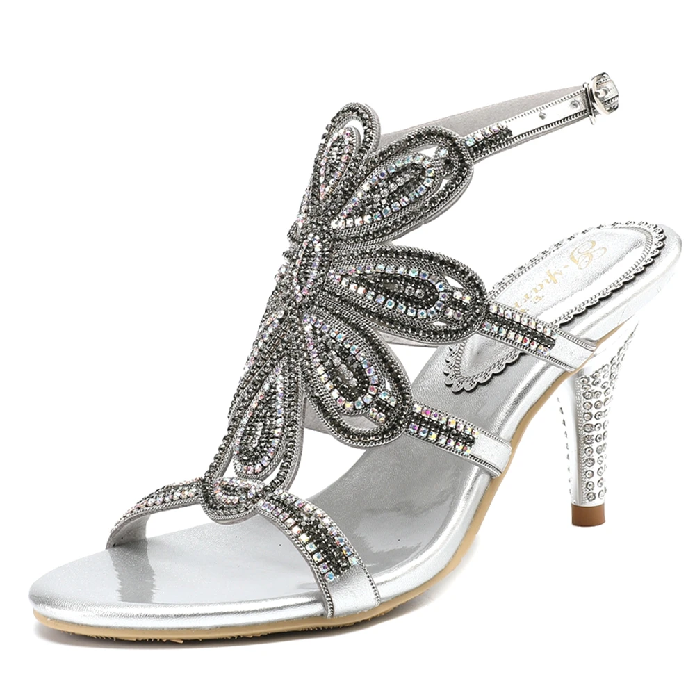 2018 Новая мода Дизайн женские босоножки со стразами платье сандалии Большие