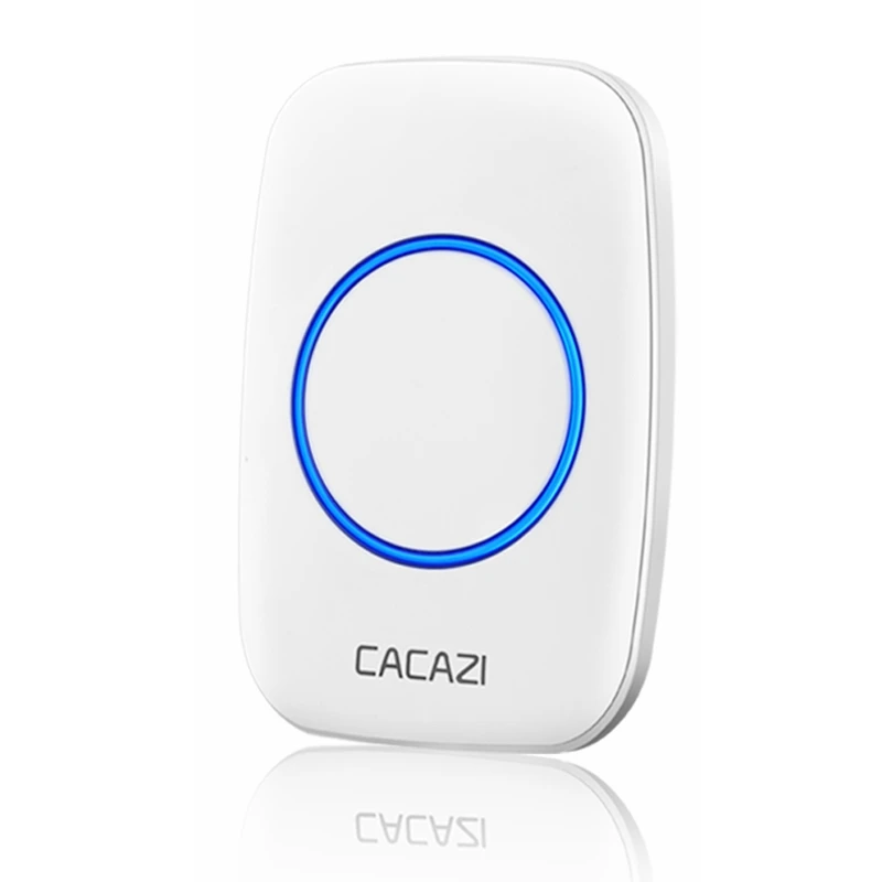 white receiver Беспроводной дверной звонок CACAZI, водонепроницаемый, 3 батареи, передатчик, 1 приемник, США, ЕС, Великобритания, разъем AU, домашний беспроводной дверной звонок, 60 колокольчиков - Цвет: white receiver