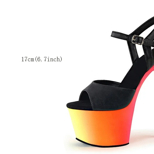 black 17cm Фетиш-Босоножки на платформе в готическом стиле; туфли-лодочки с ремешками; обувь для экзотических танцев на экстремальных шпильках; Дизайнерская обувь для стриптиза; роскошная женская обувь на высоком каблуке; коллекция года - Цвет: black 17cm