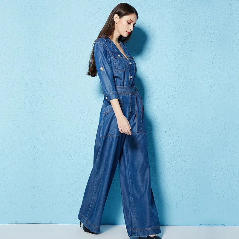 Новинка Весна 2018 Модный женский комбинезон с высокой талией Летний Тонкий из