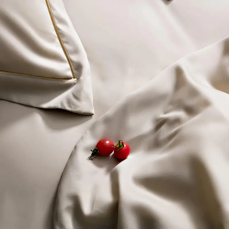 Tencel Lysell однотонный белый розовый серый пододеяльник набор дышащий шелковистый мягкий 4 шт. постельные принадлежности queen/King size простыня подушка sham