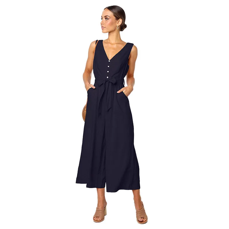 Женский комбинезон с v-образным вырезом Боди Комбинезоны женские s повседневные