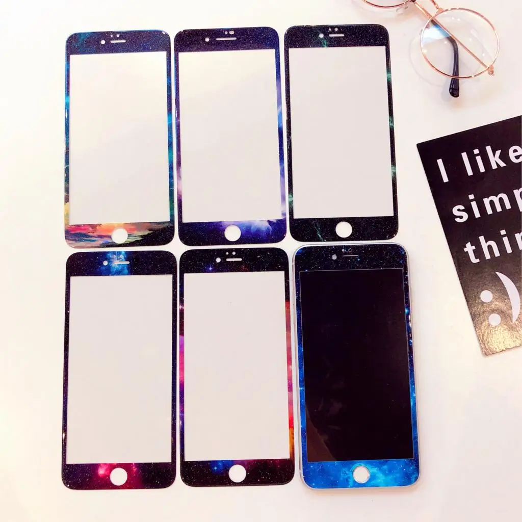 Блестящее закаленное стекло для iPhone 6, 6 S, Защита экрана для iPhone 7, 8 Plus, стеклянная пленка, модная, звездное небо, пейзаж, узор