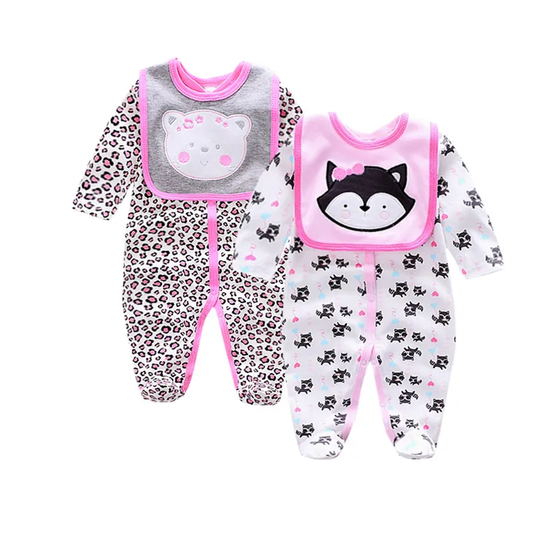 Комплект детской одежды из 2 предметов: комбинезон с лисой и леопардовым принтом