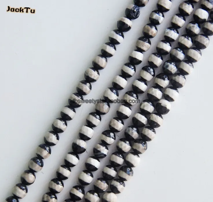 

2017 facted black-white beads 6mm beads semiprecious