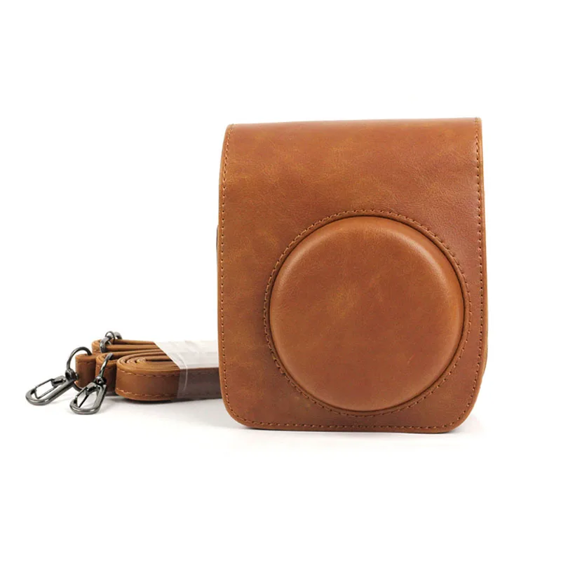 Brown mini 90 Чехол из искусственной кожи для видеокамеры, сумка с ремешком, мини-чехол для Fujifilm Instax Mini 90, чехол s, маленькая компактная камера - Цвет: Brown mini 90