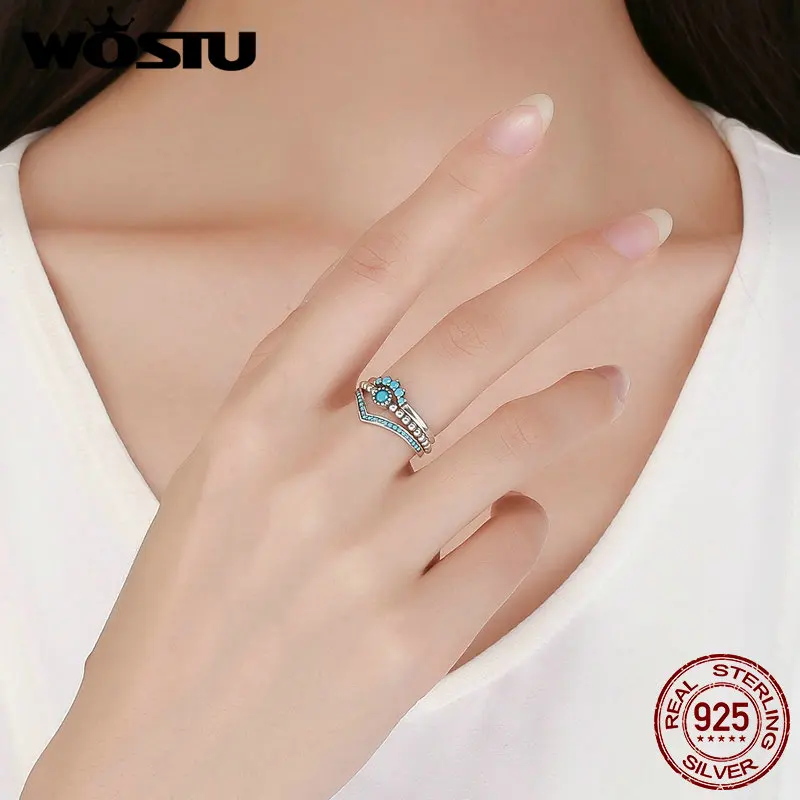 Женские складные кольца WOSTU из стерлингового серебра 925 пробы с фианитами в виде