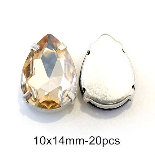10x14mm-20pcs Золотые стразы для шампанского, стразы для шитья с плоской задней стороной, стразы для шитья одежды B1236 - Цвет: 10x14mm-20pcs