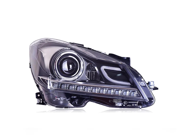 2 шт. светодиодный фары для Benz W204 2011-2013 Автомобильный светодиодный фонарь с двумя ксеноновыми линзами автомобильные аксессуары дневные ходовые огни противотуманные фары