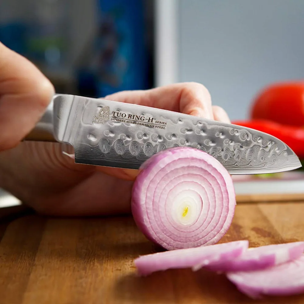 TUO столовые приборы Santoku нож-японский AUS-10 нержавеющая сталь кухня Knfie-молоток