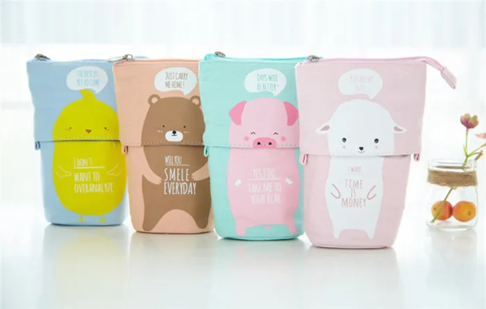 Kawaii, большой вместительный выдвижной чехол для карандашей, чехол для хранения карандашей, держатель для ручек, школьные принадлежности, косметический Органайзер, косметичка