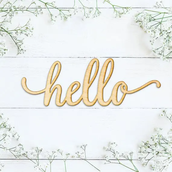 Здравствуйте сценарий деревянный знак Арт Hello Sign Свадебный декор Cursive