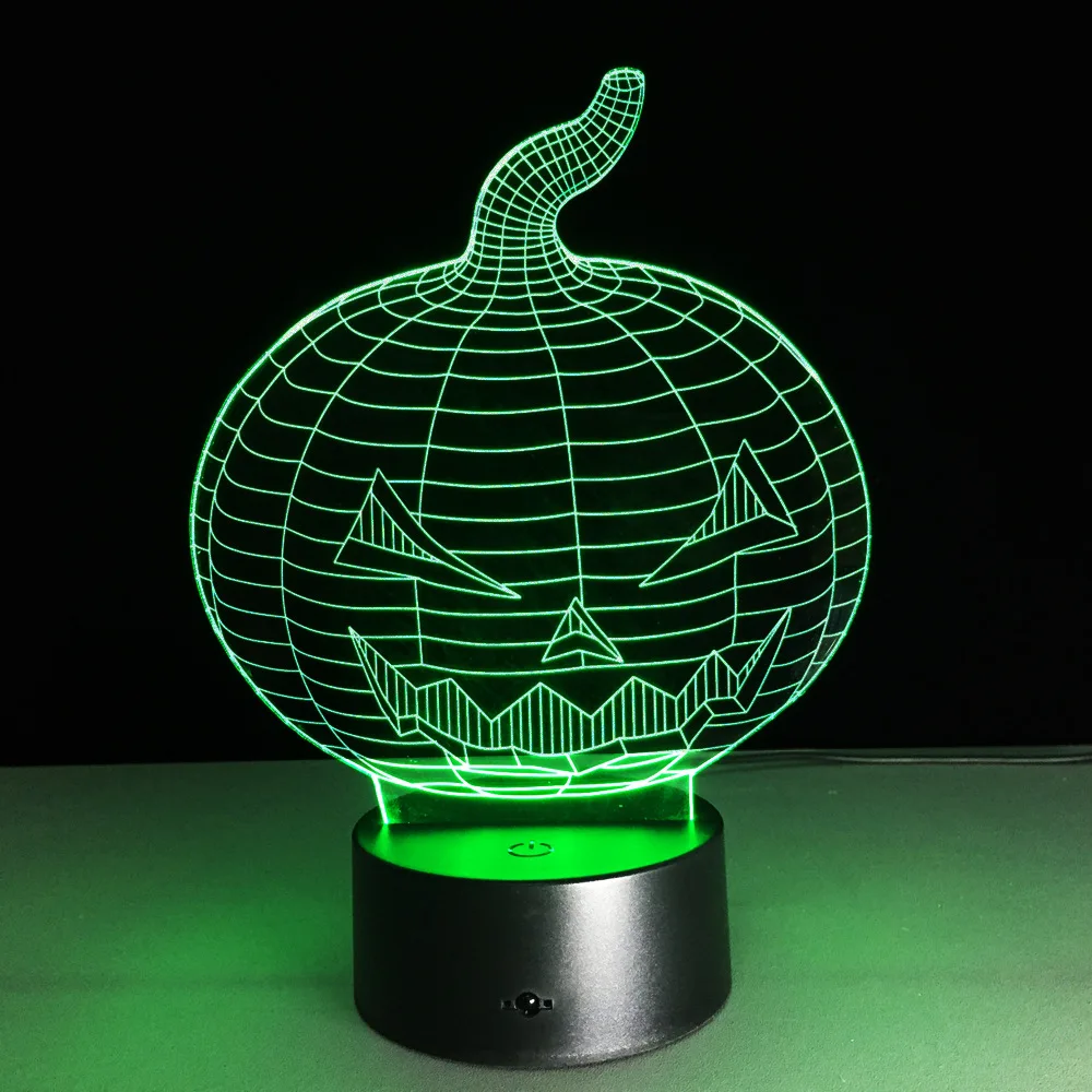 Семь цветов! 3d красочная визуальная светодиодная акриловая лампа в виде тыквы на