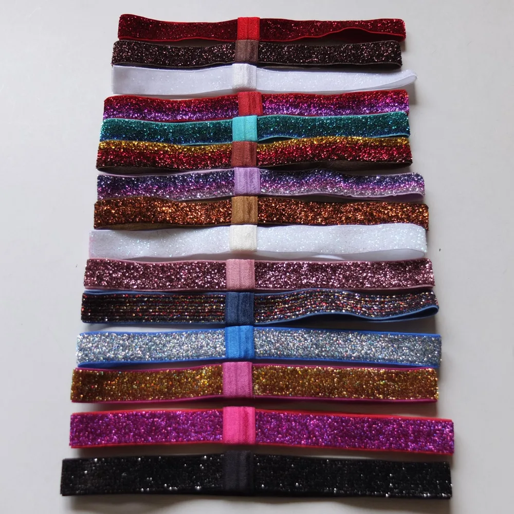 

Glitter elastic Headbands Sparkling Elastic hair band Interchangeable Hairbands Girls hair Elastic 30 Colors Available
