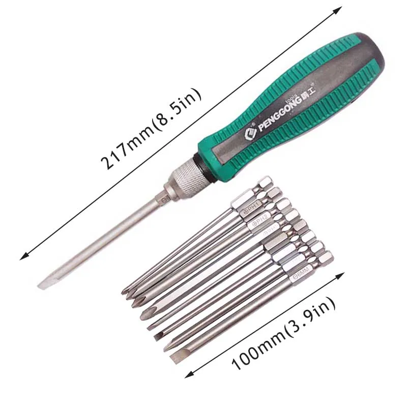 8 сменных Биты + 1 резиновые ручки ручной набор инструментов Новое отвертка для