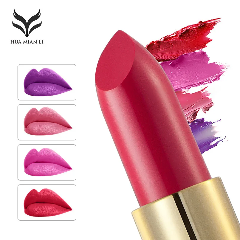 Гладкая матовая Velvet Lipstick вампир красный фиолетовый губ палку Пигмент Макияж