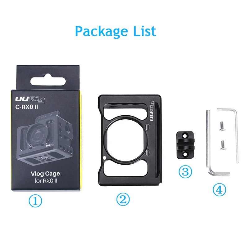 

Camera Cage Mount for Sony RX0 II Protective Metal Vlogging Holder w Cold Shoe 37mm Lens Filter Adapter 1/4'' 3/8'' VS Small rig