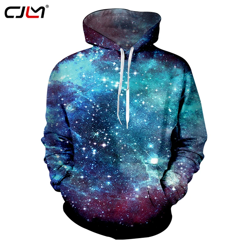 

CJLM 2018 New Arrive Men 3d Print Galaxy Space Hoodies Sweatshirt Casual Crewneck Hip Hop Streetwear Pullovers Unisex Blouses
