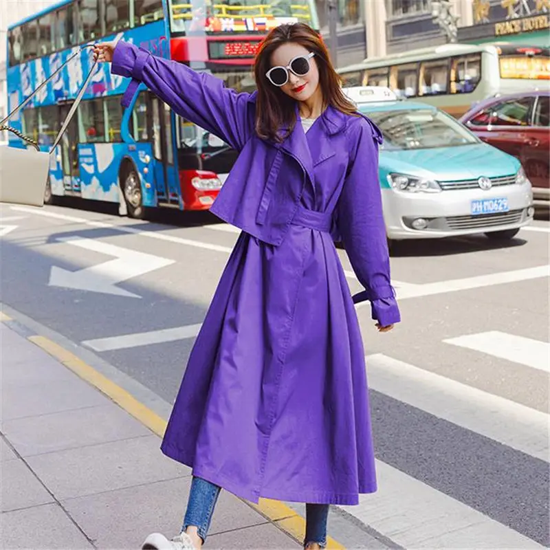 Повседневная классическая длинная женская весенне осенняя ветрозащитная модная