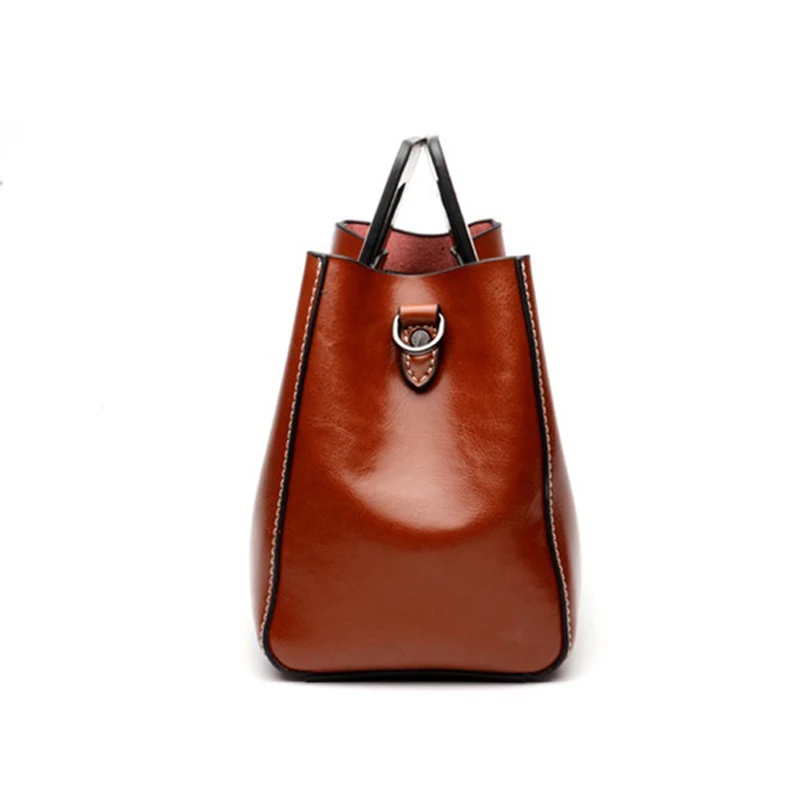 MJ женская кожаная сумка модная тоут из кожи с масляным воском Женская Роскошная