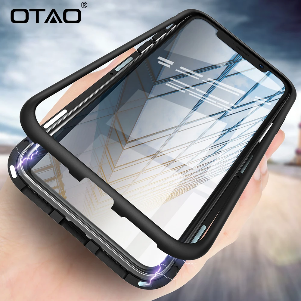 Металлический магнитный чехол OTAO для iPhone XR XS MAX X 8 Plus 7 чехлы с магнитной задней