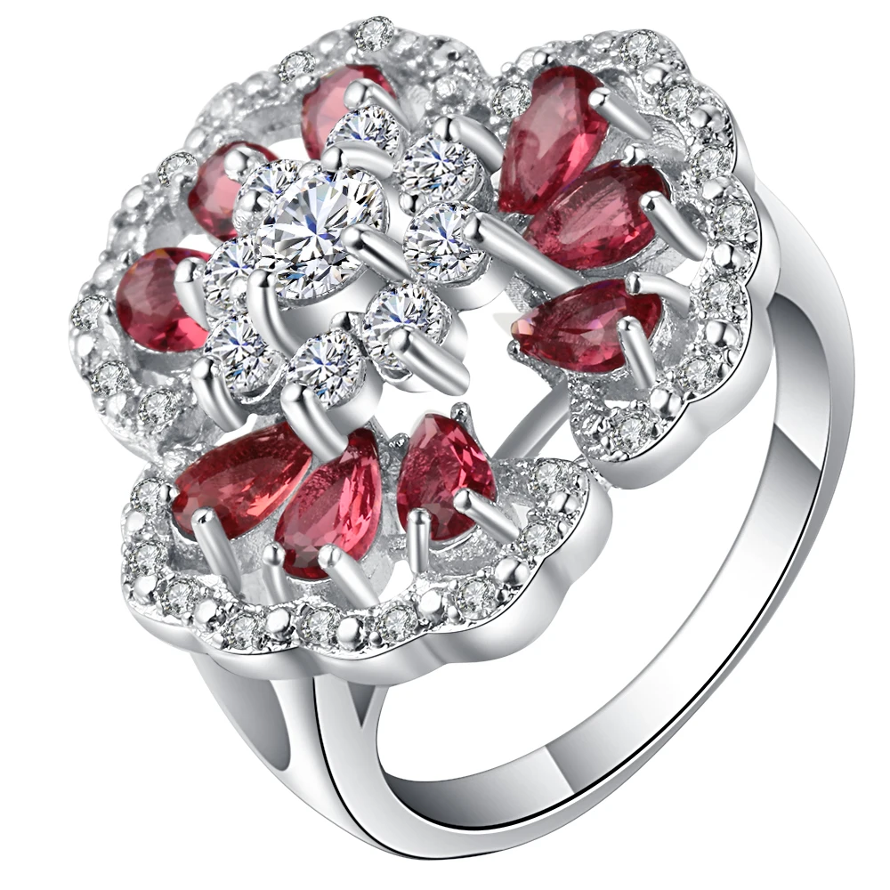 Женское кольцо с крупным цветком покрытое серебром 2017 пробы | Украшения и