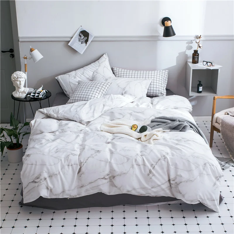 3/4pc 100% Cotton bedding set Single Queen King size duvet cover fitted sheet pillow cases nordic quilt covers white bed linens | Дом и сад