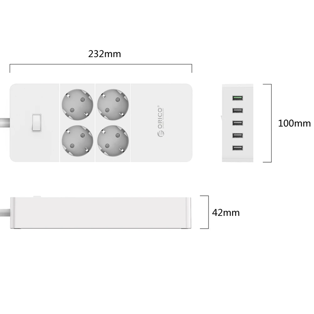 ORICO HPC V1 4 розетки переменного тока 5 Порты USB Мощность полосы защищены от