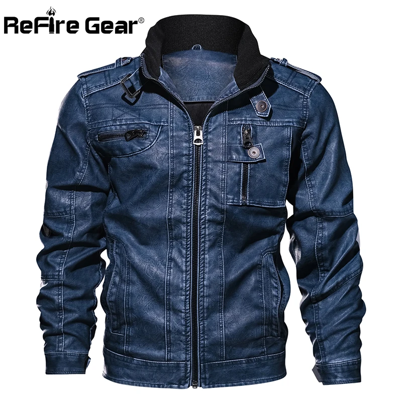 Куртка ReFire Gear мужская из искусственной кожи мотоциклетная байкерская куртка
