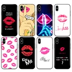 Черный чехол из ТПУ для iphone 5 5s SE 2020 6 6s 7 8 plus x 10, чехол для iphone XR XS 11 pro MAX, чехол с надписью Kiss me Lips Rouge