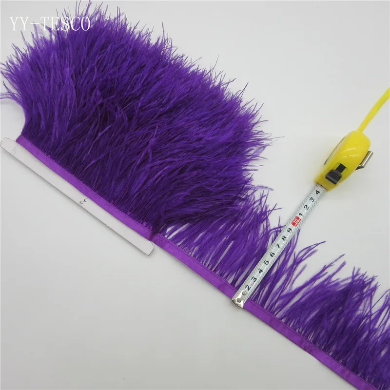 purple 1 метр 26 цветов натуральный страусовый отделка из перьев высота 8-11 см перья лента для DIY Свадебная вечеринка платье украшение ремесло - Цвет: purple