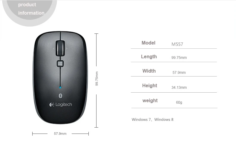 Отремонтированная от производителя: Беспроводная Bluetooth мышь logitech M557 M558 с 1000 dpi, беспроводная мышь без розничной коробки