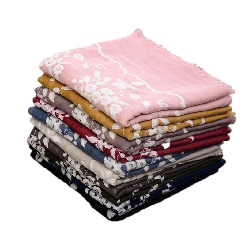 Лидер продаж Женский Вышитый цветочный шарф мусульманские платки хиджаб