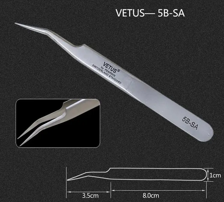5B-SA VETUS Пинцет для ресниц и бровей 3D/6D объем накладных ресниц для наращивания сверхтонких ресниц Пинцет для наращивания ресниц инструменты для макияжа глаз - Цвет: 5B-SA
