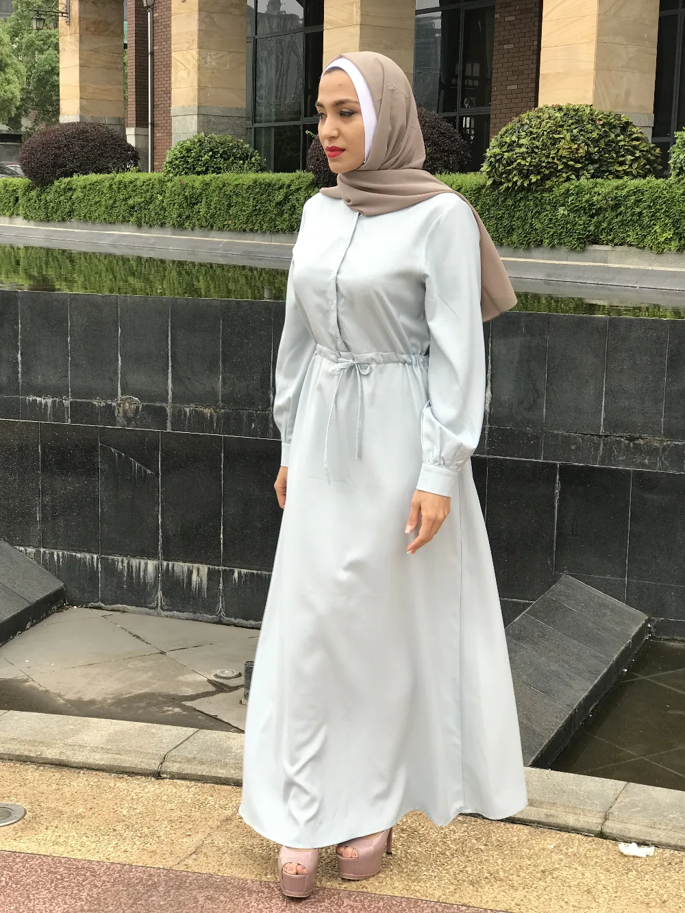 Элегантное мусульманское однобортное Макси платье Abaya простое кимоно туника