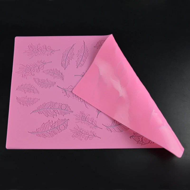 Силиконовая форма с перьями кружевной коврик для мастики инструмент украшения