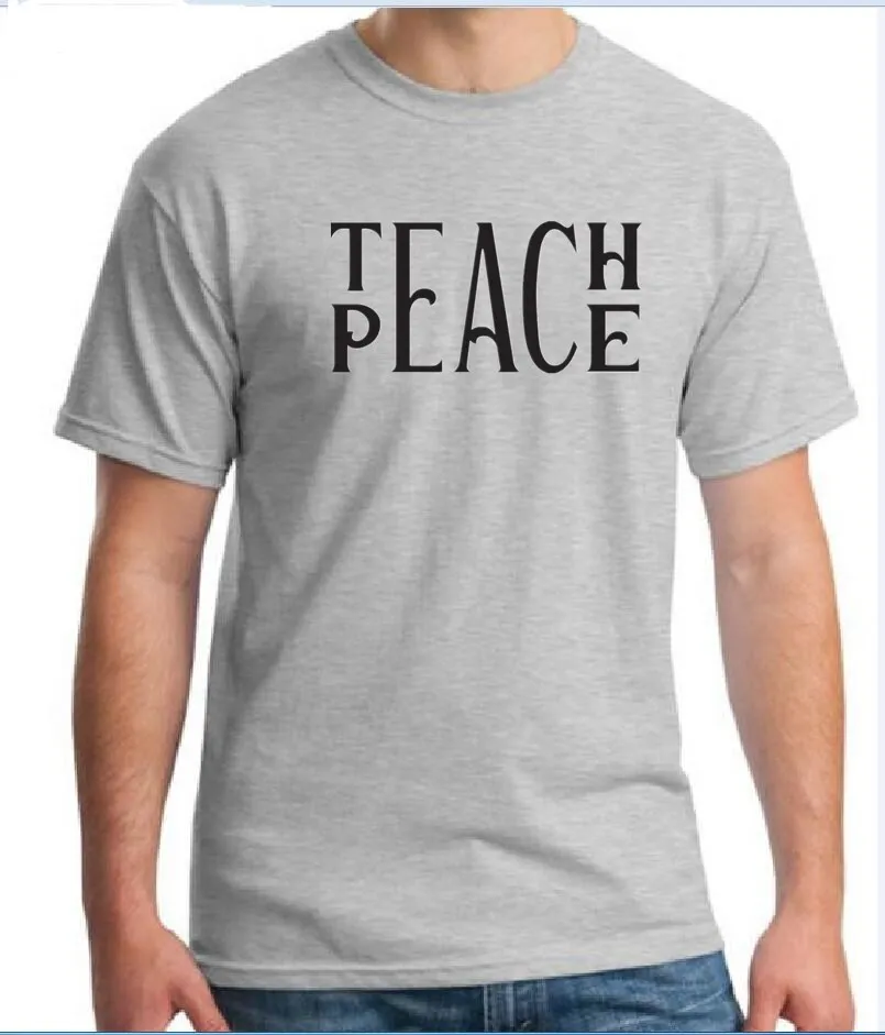 2018 Teach Peace print Мужская футболка хлопок хип хоп топ тройники | одежда
