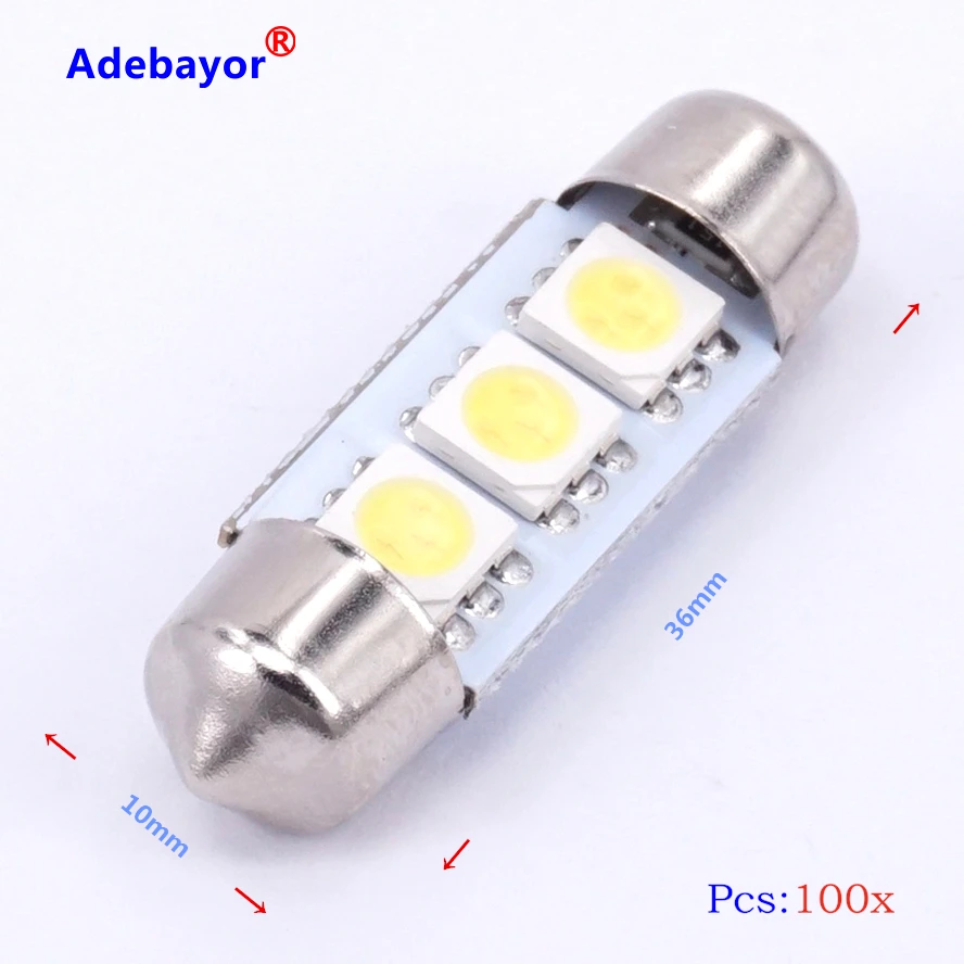 10 шт. 36 мм 5050 3 SMD Авто 12 в интерьер LED номерной знак Купол крыши свет гирлянда купол