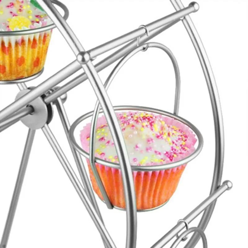Rotate Ferris Wheel Cupcake Server 8 Cups Stainless Steel Cupcake Stand Cake Holder Decorating Party Supplies