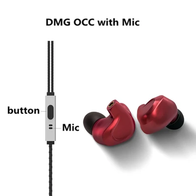 with Mic-red BGVP DMG HIFI наушники 2DD+ 4BA гибридные IEM технологии в уши с MMCX сменный кабель дизайн корпус из алюминиевого сплава - Цвет: with Mic-red